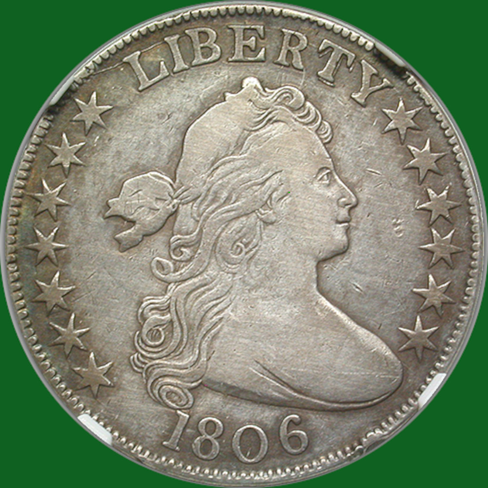 1806-50c-Draped-Bust-Half-Dollar-O-105-Knob-6-Large-Stars